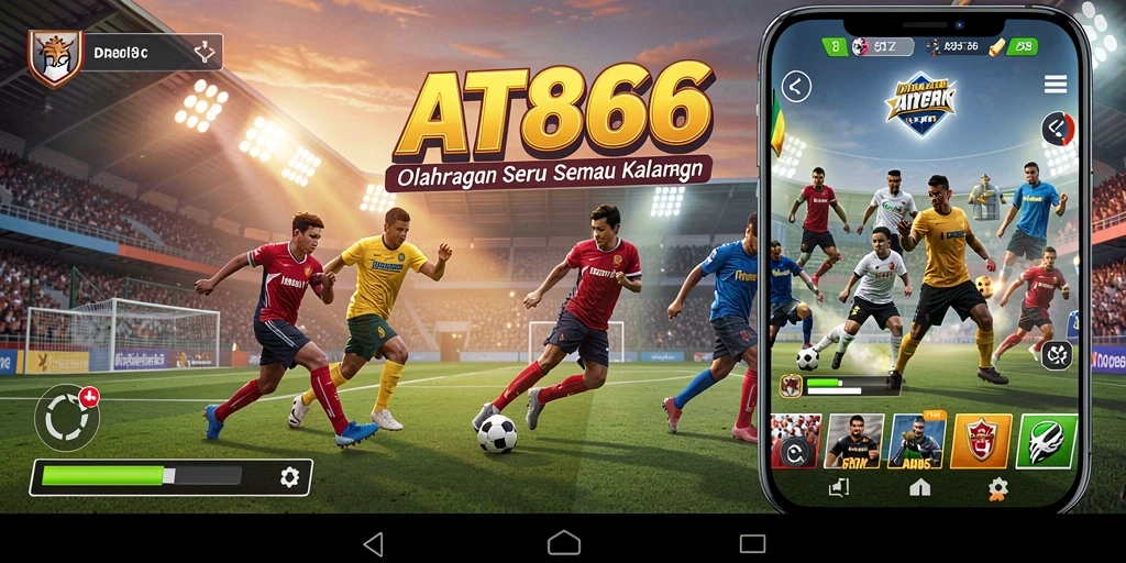 Screenshot menampilkan gameplay penuh aksi dari AT866 dalam suasana olahraga.