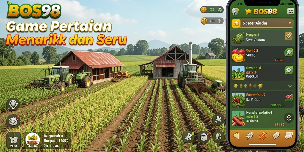 Screenshot utama BOS88 menampilkan gameplay pertanian yang menarik dan seru.