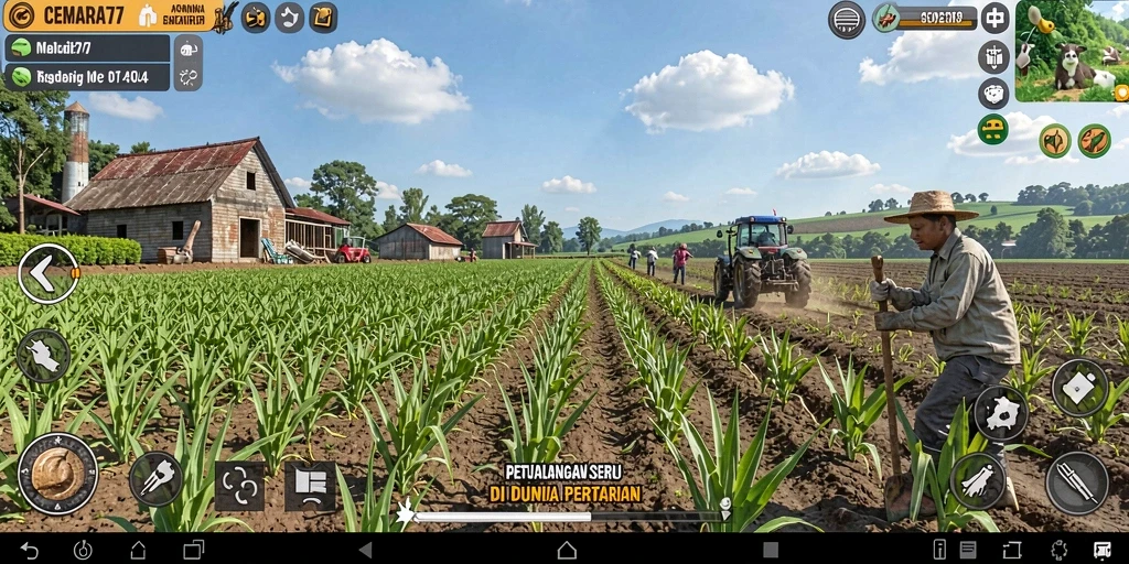 Tampilan menarik dari gameplay pertanian yang seru.