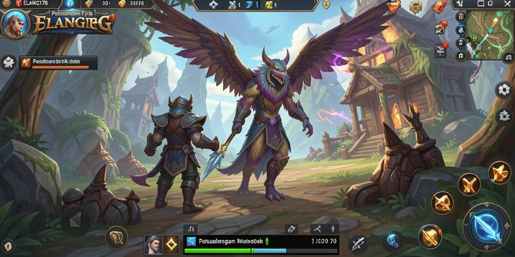 Screenshot utama ELANG178 menampilkan pertarungan seru di dunia MMORPG.