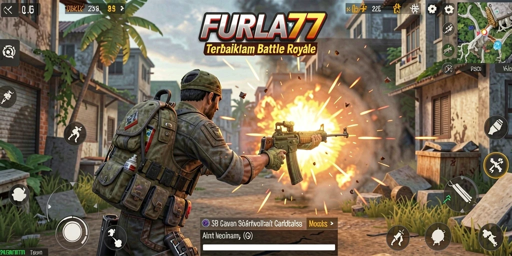 Screenshot dari gameplay FURLA77 menampilkan aksi Battle Royale yang intens.