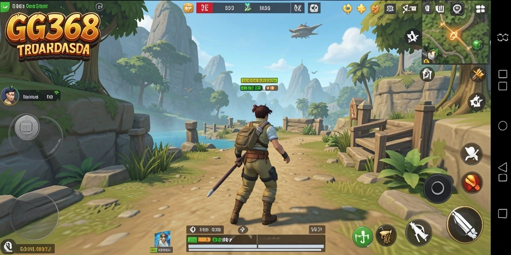 Tangkapan layar gameplay <strong>GG368</strong> yang menunjukkan dunia Open World yang luas dan indah.
