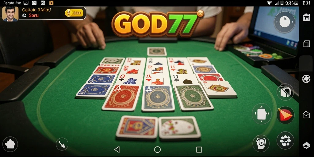 Tampilan gameplay seru di aplikasi Gaple GOD77.