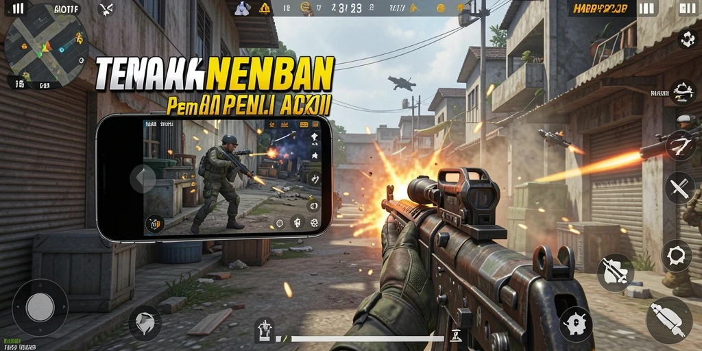 Tampilan gameplay intens dari HARAPJP dalam pertempuran TPS.