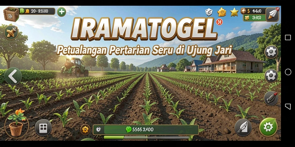 Screenshot gameplay yang menunjukkan aktivitas berkebun yang seru di IRAMATOGEL.