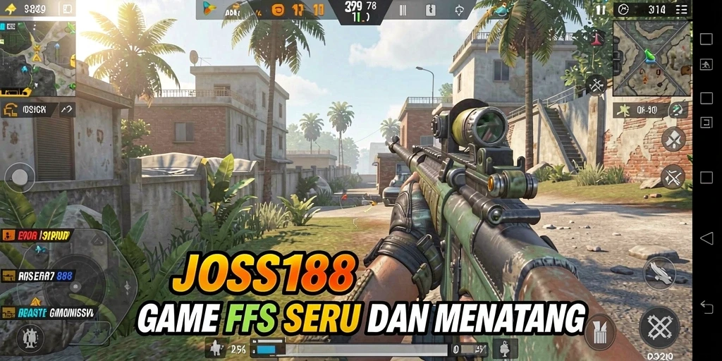 Tampilan gameplay intens di JOSS188 dengan aksi menembak seru.