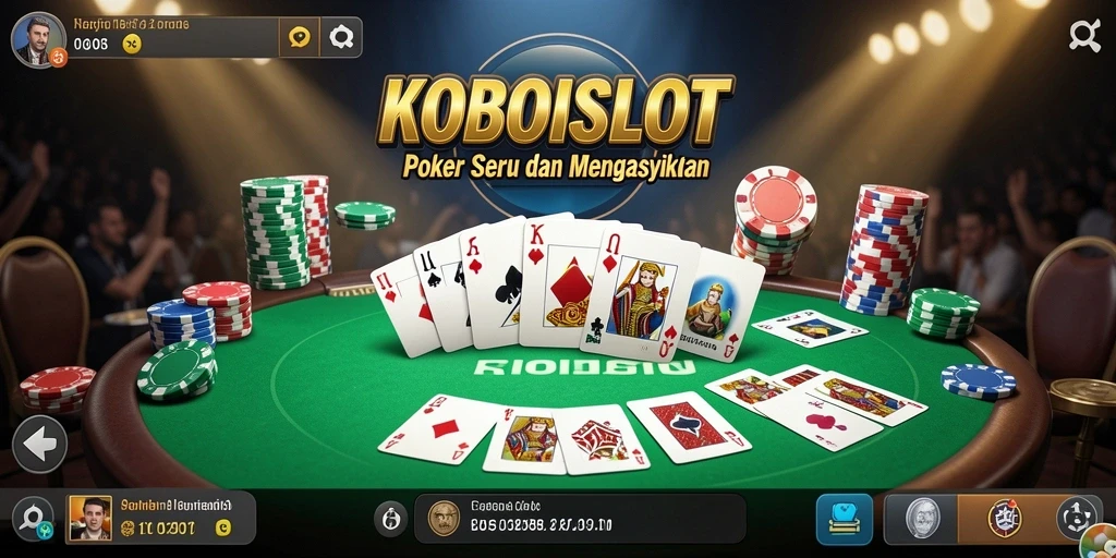 Screenshot utama KOBOISLOT menunjukkan gameplay Poker yang mendebarkan.