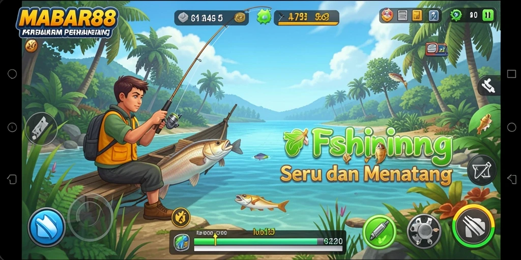 Screenshot gameplay MABAR88 yang menampilkan aksi memancing yang mendebarkan.