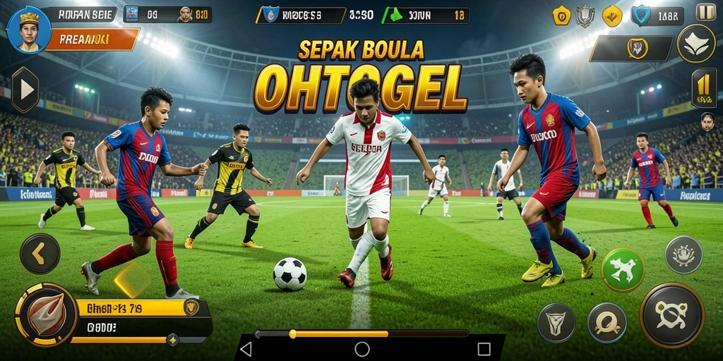 Tampilan screenshot OHTOGEL menampilkan aksi seru di lapangan sepak bola.
