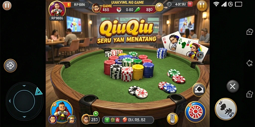 Screenshot utama RP886 menampilkan aksi gameplay QiuQiu yang seru.