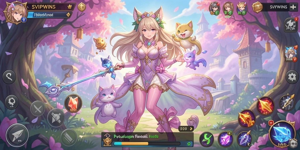 Tampilan menarik gameplay SVIPWINS yang penuh warna dan karakter anime.