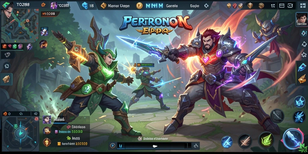 Screenshot gameplay TO288 menampilkan aksi seru di arena pertarungan MOBA.