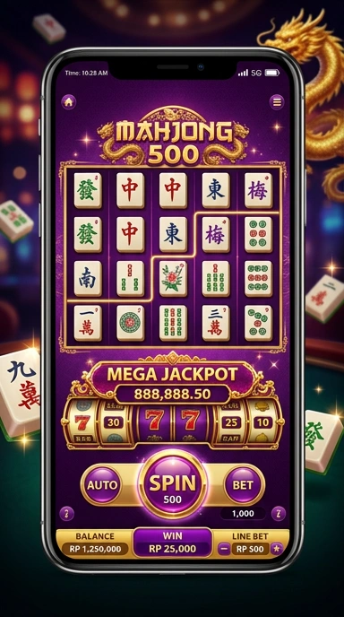 Tampilan antarmuka pengguna mahjong500 yang menarik.